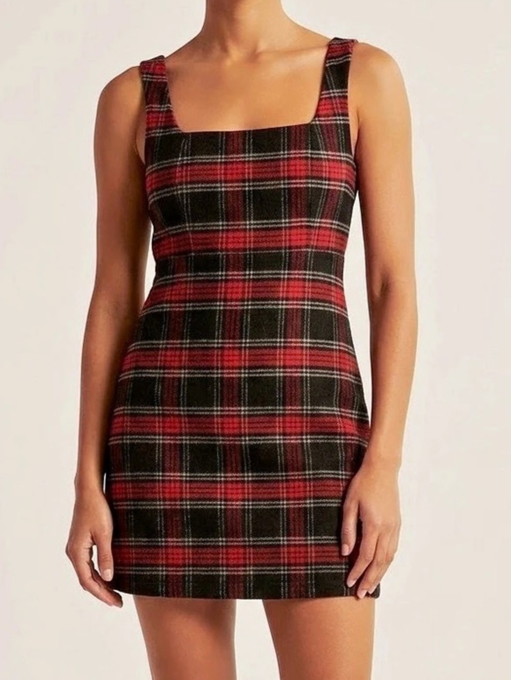 Copper Key NWT Red Black Plaid Square Neck Mini Dress Size S Sleeveless